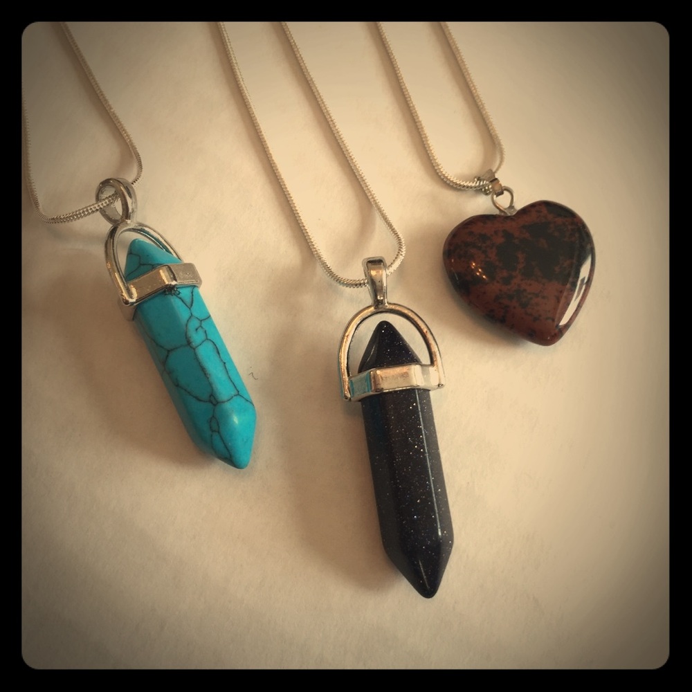 Gemstone Necklace on  18” Silver Chain